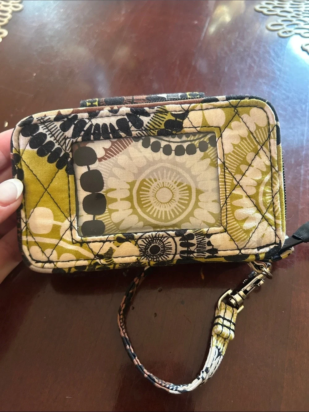 Vera Bradley Quilted Floral Wristlet in Neutral Multi